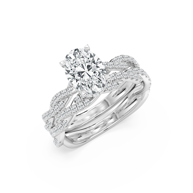 Oval Lab Grown Diamond 2 3/4ctw. Hidden Halo Twist Bridal Set in 14k White Gold image number null