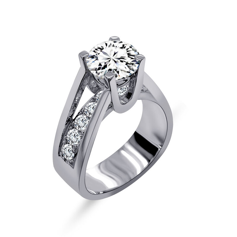 Blossom Cut Round Lab Grown 2.25ctw. Diamond Bridge Over Water Engagement Ring in 14k White Gold image number null