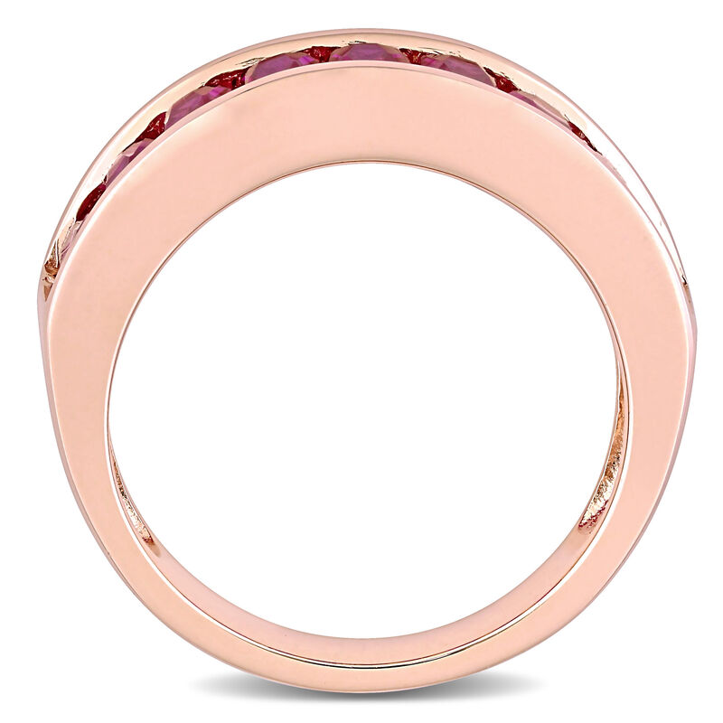 Created Ruby Semi-Eternity Anniversary Band in Rose Gold Plated Sterling Silver image number null
