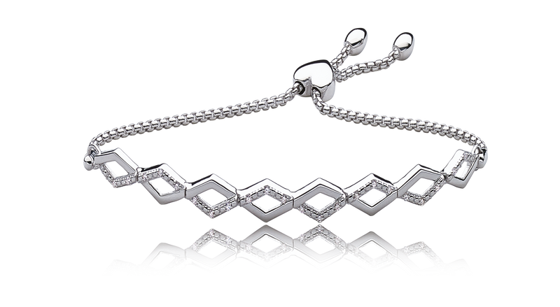 Diamond Shape Crisscross Bolo Bracelet in Sterling Silver image number null