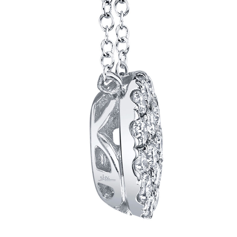Shy Creation 0.43 ctw Pave Diamond Circle Pendant Necklace in 14k White Gold SC22004735 image number null