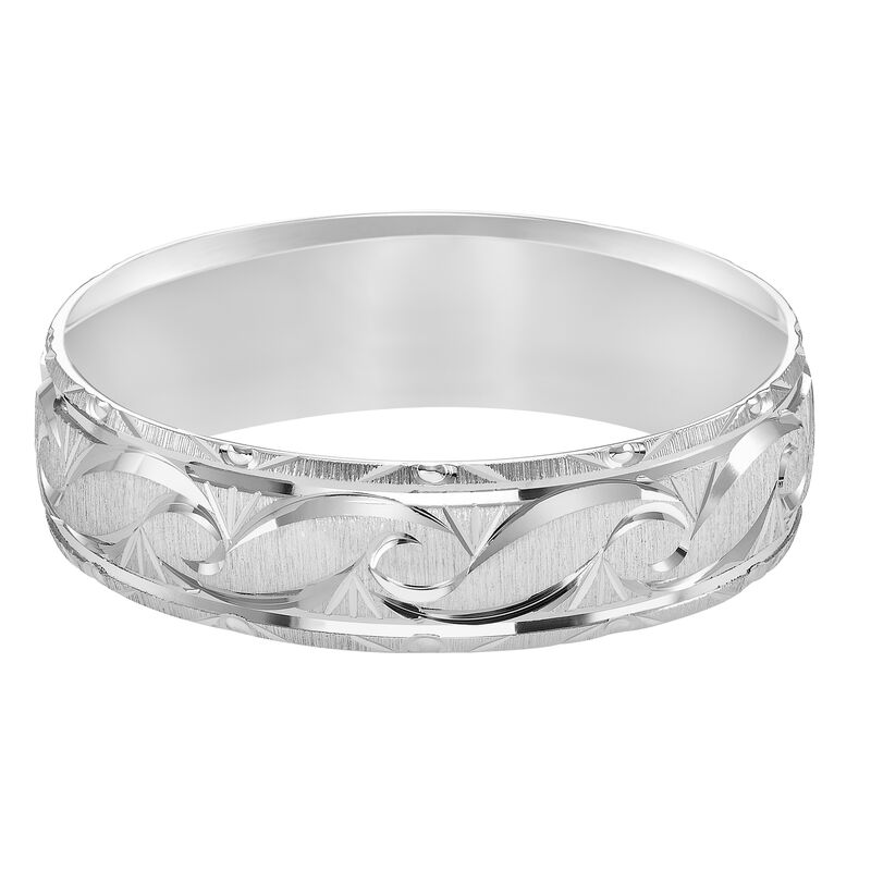Men's Satin Finish Comfort Fit Wedding Band in 14k White Gold image number null