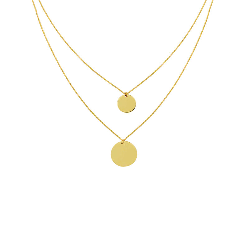 Ladies Double Strand Disc Fashion Necklace in 14k Yellow Gold 18" image number null