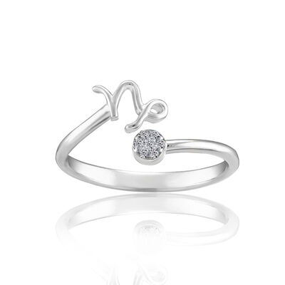 Zodiac Diamond Capricorn Fashion Ring in Sterling Silver 