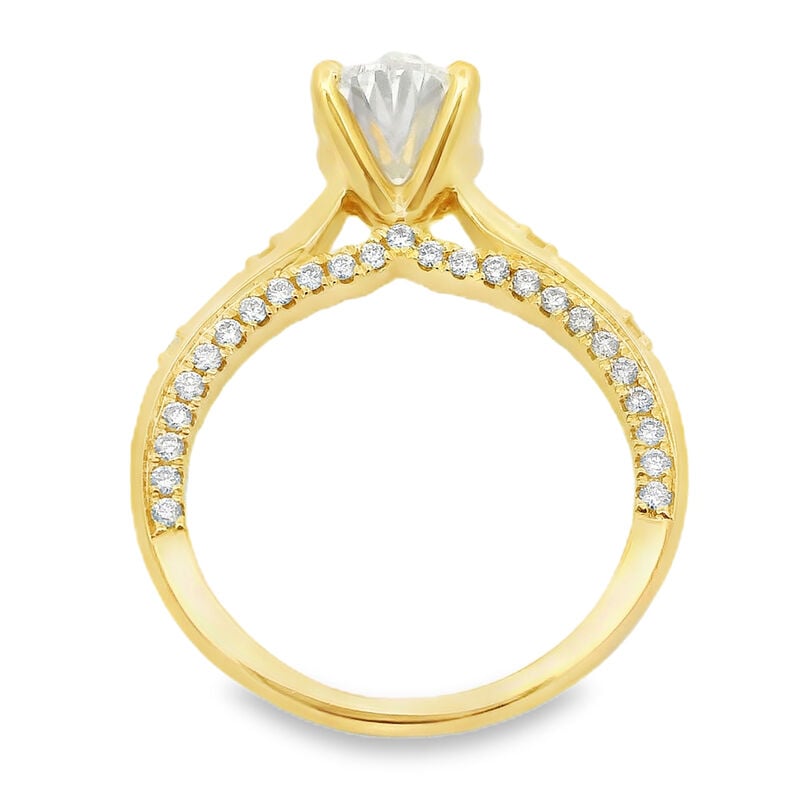Oval Diamond 2 2/5ctw. Knife Edge Side Accent Engagement Ring in 14k Yellow Gold image number null