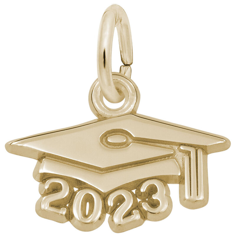Small Graduation Cap 2023 Charm in Gold Plated Sterling Silver image number null