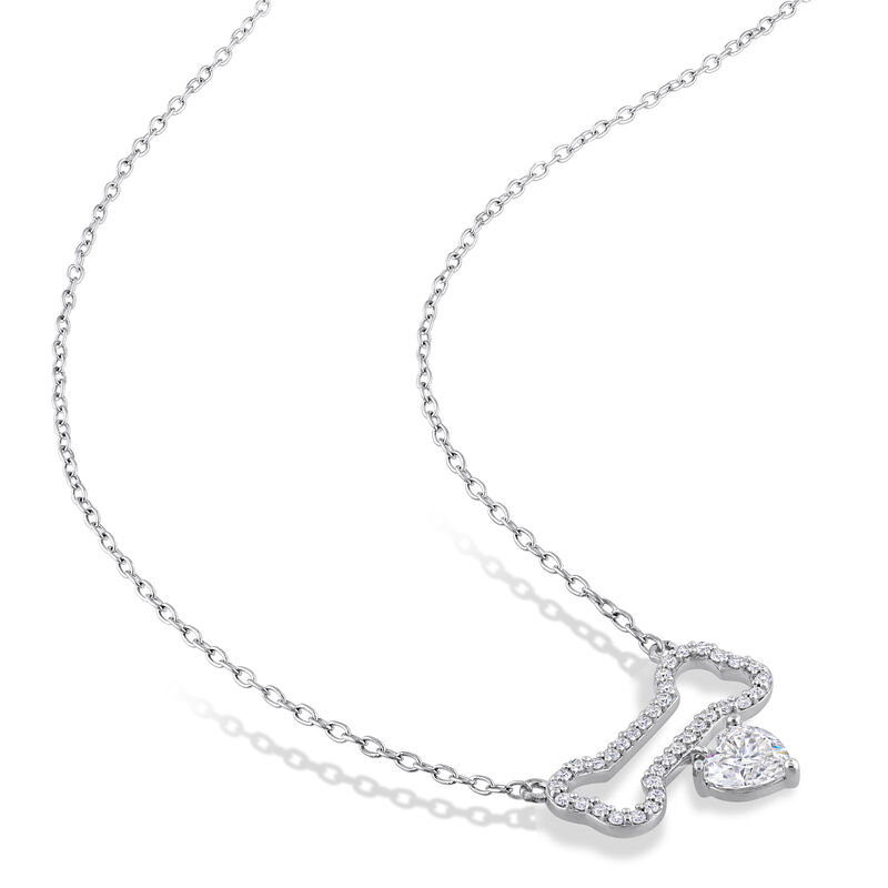 Created Moissanite Dog Bone Necklace in Sterling Silver image number null
