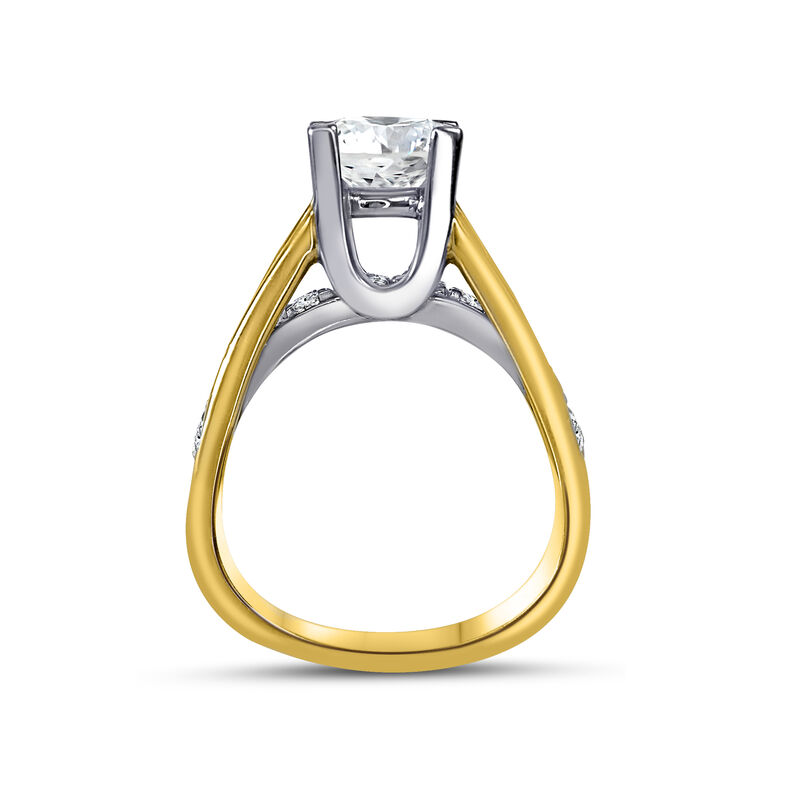 Blossom Cut Round Lab Grown 2.85ctw. Diamond Bridge Over Water Engagement Ring in Two-Tone 14k Gold image number null