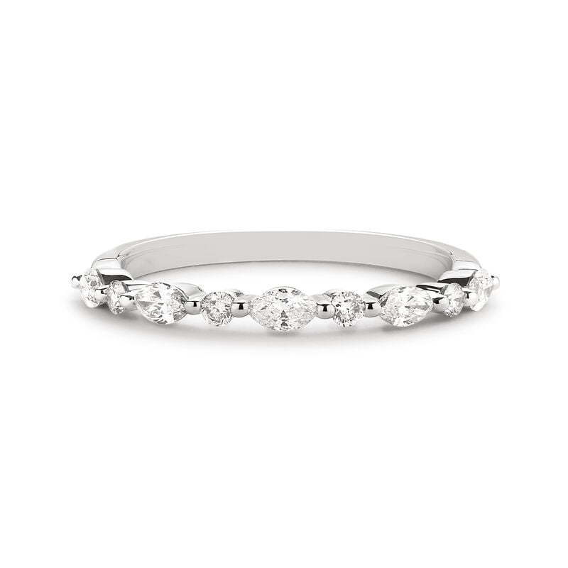 Marquise and Round Diamond 3/8ctw. Horizontal Shared Prong Anniversary Band in 14k White Gold image number null