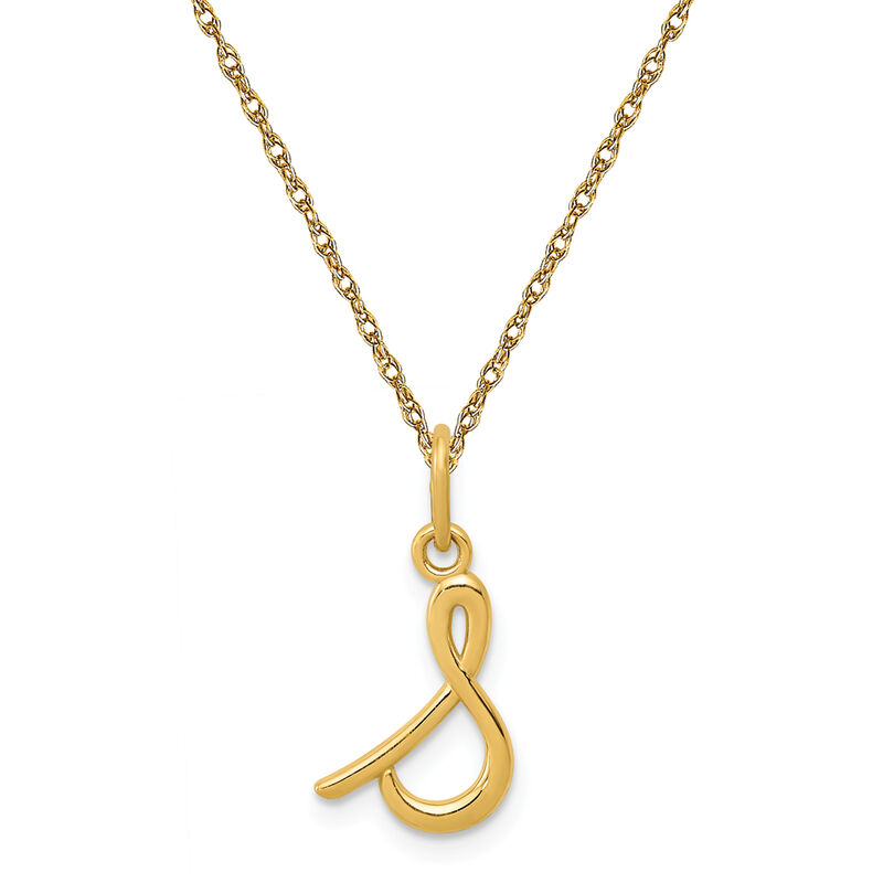 Script S Initial Necklace in 14k Yellow Gold image number null