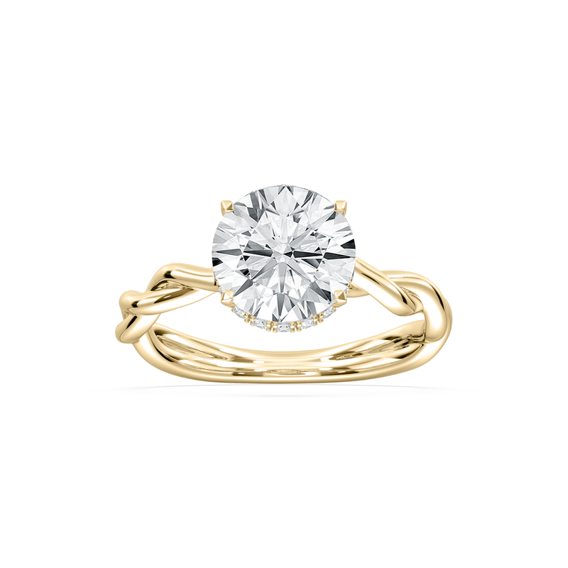 Round Lab Grown Diamond 3 1/8ctw. Twist Hidden Halo Engagement Ring in 14k Yellow Gold image number null
