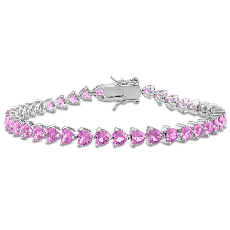 Created Pink Sapphire Bracelet in Sterling Silver image number null