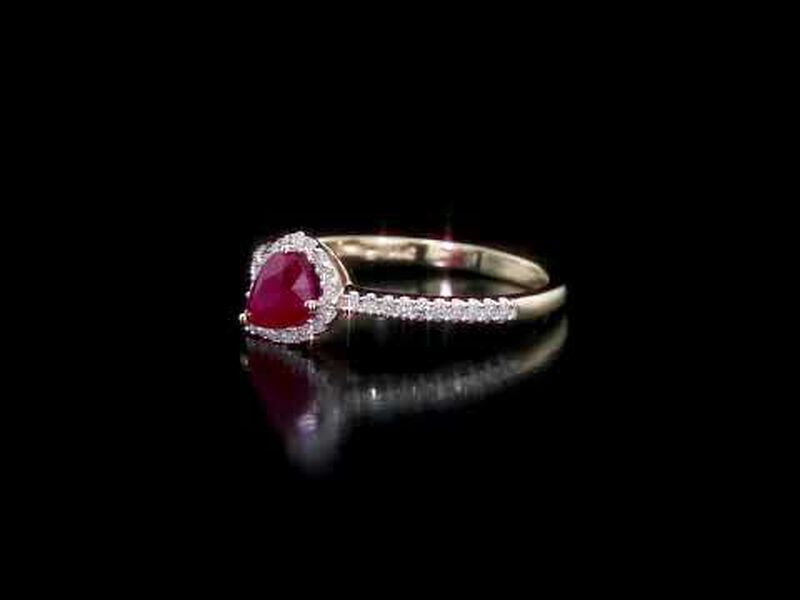 Ruby & Diamond Pear-Shaped Ring in 14k Yellow Gold image number null