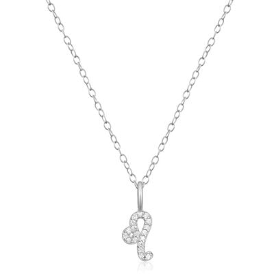 Lab Grown Diamond Leo Constellation Pendant Necklace in Sterling Silver