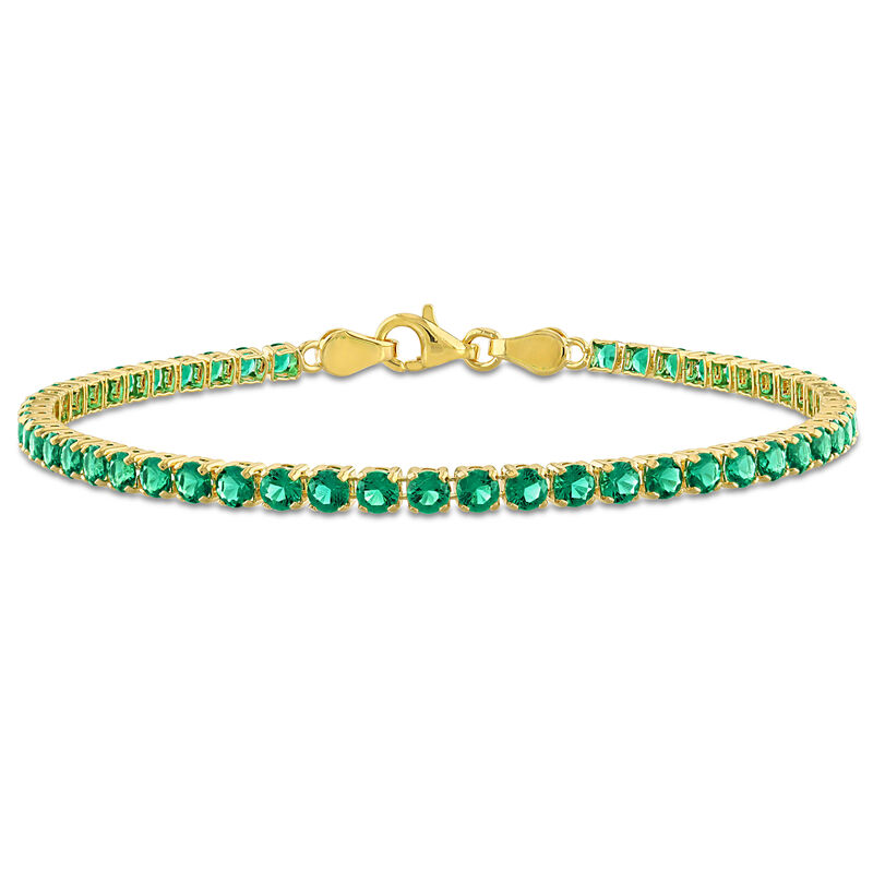 Created Emerald Tennis Bracelet in Gold Plated Sterling Silver image number null