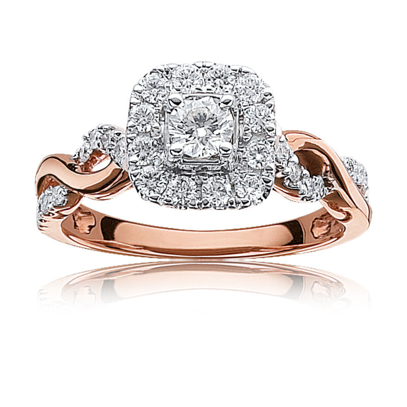 Sabrina. Diamond ¾ctw. Twist Halo Engagement Ring in 14k Rose Gold image number null