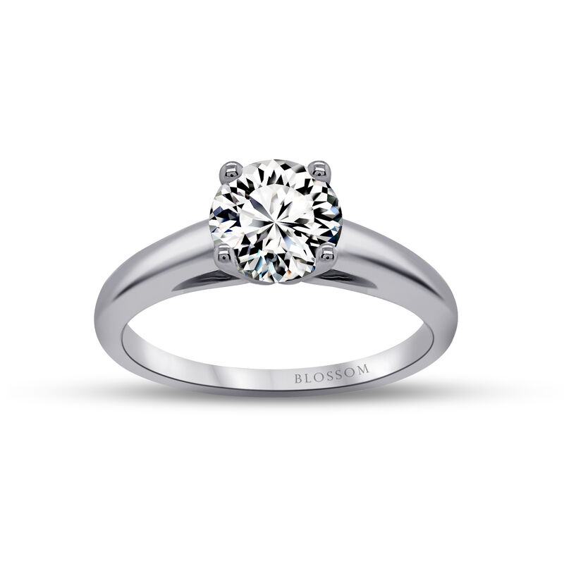 Blossom Cut Round Lab Grown 1ct. Diamond DEF VS Certified Solitaire Engagement Ring in 14k White Gold image number null