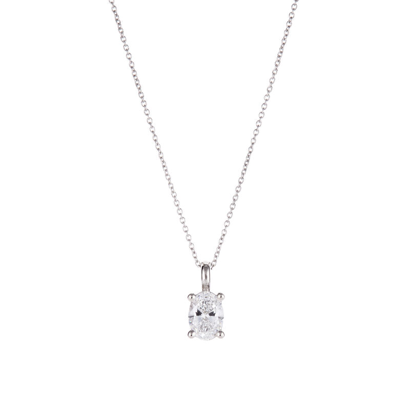 Oval-Cut 1/2ct. DEF VS SI Lab Grown Solitaire Pendant in 14k White Gold image number null