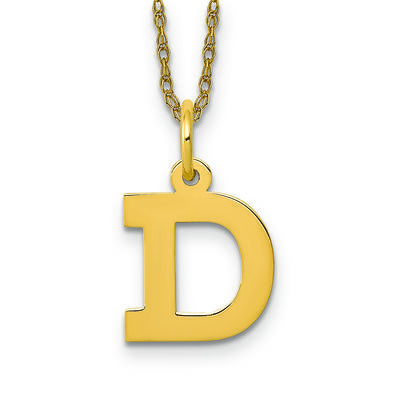 Small Block D Initial Necklace in 14k Yellow Gold