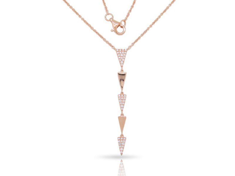 Diamond Triangle Drop Pendant in 14k Rose Gold image number null