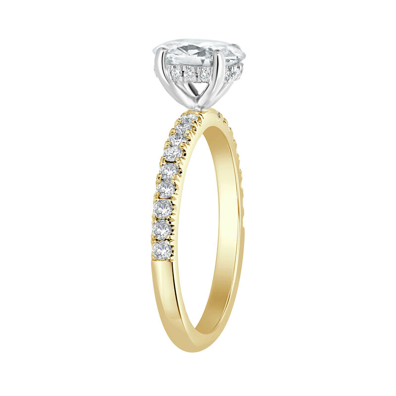 Gianna. Lab Grown 1 1/3ctw. Diamond Oval Hidden Halo Engagement Ring in 14k Yellow & White Gold image number null