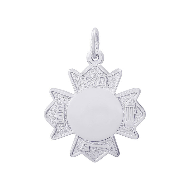 Fire Dept. Badge Sterling Silver Charm image number null