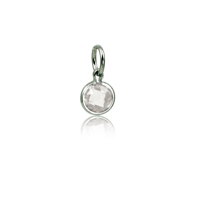 April White Topaz Round Mommy Chic Birthstone Charm image number null
