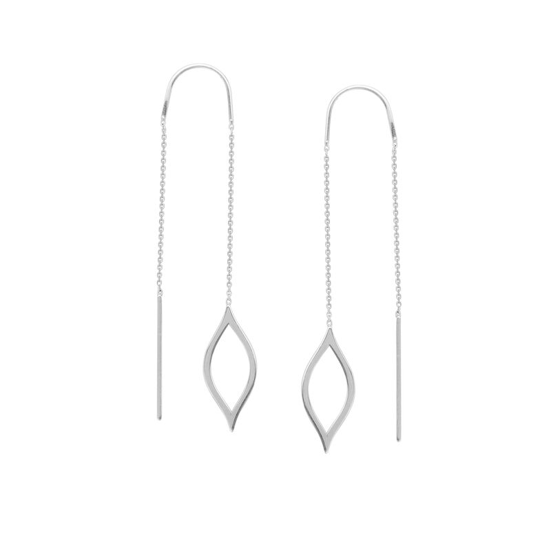 Fancy Marquise Threaded Earrings in 14k White Gold image number null