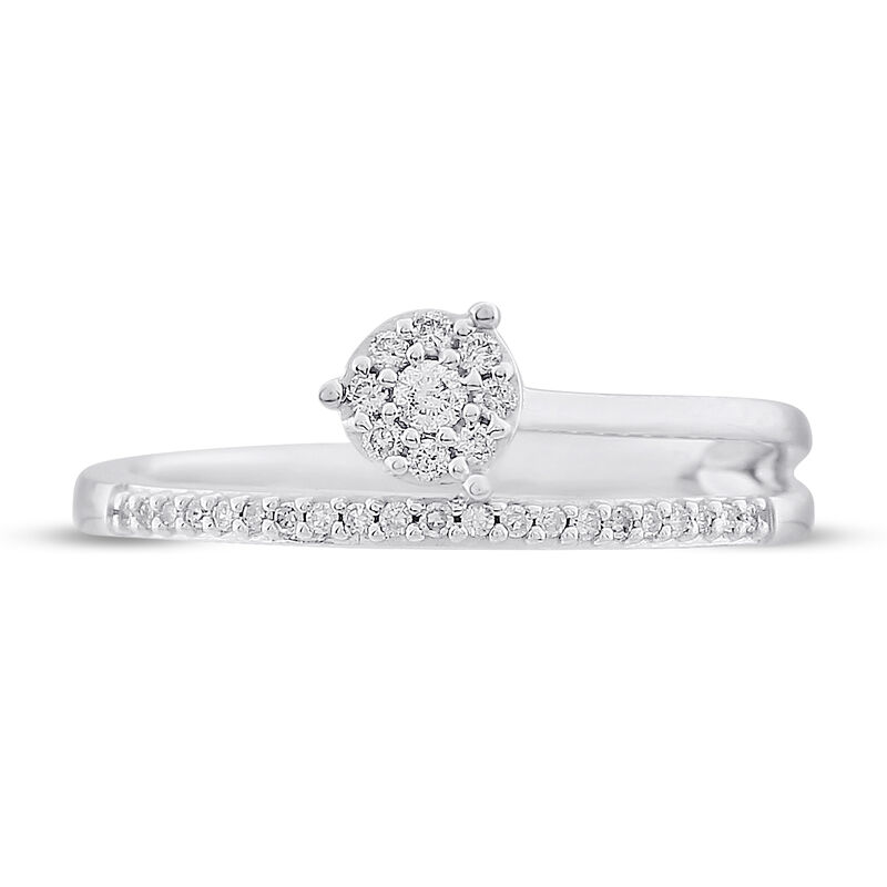 Diamond Round Cluster Stackable Ring in 10k White Gold image number null
