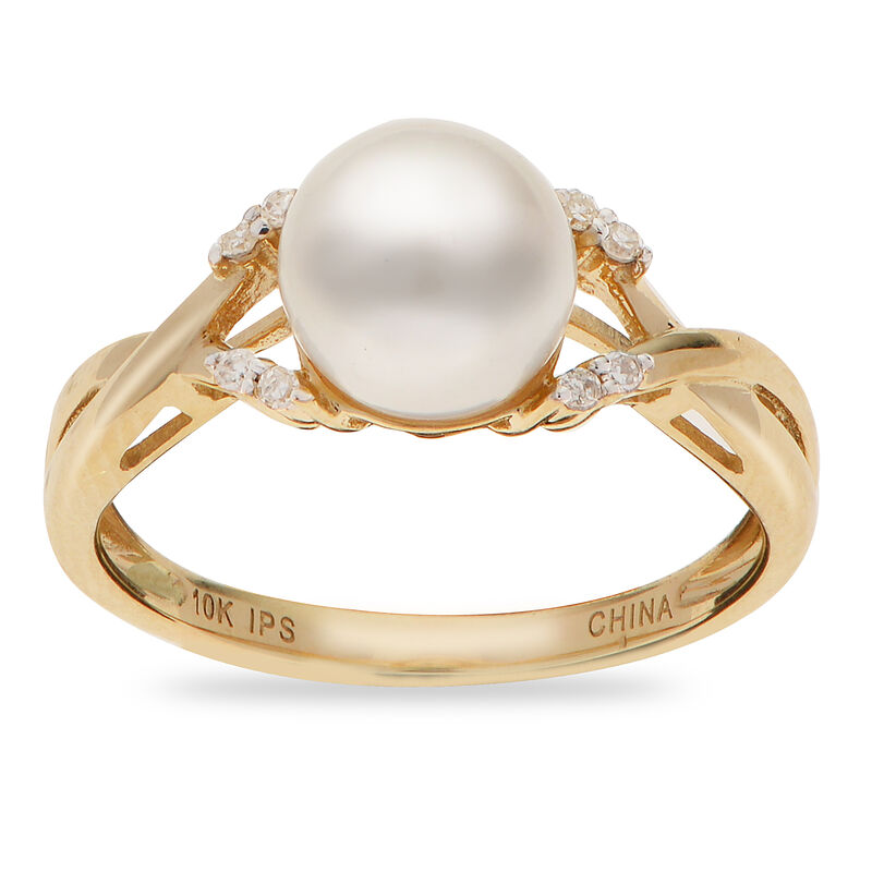 Round Imperial Pearl 7.5-8mm Pearl Ring in 10k Yellow Gold image number null
