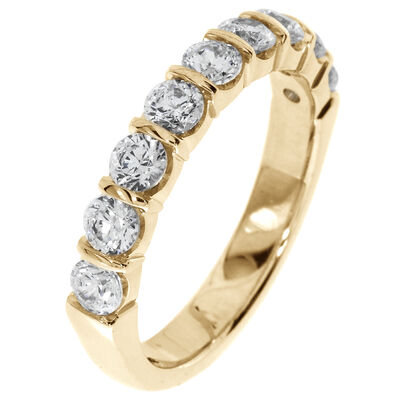 Ladies' 9-Stone 1ctw. Bar-Set Diamond Wedding Band in 14K Yellow Gold (FG, VS1-VS2)