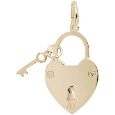 Locked with Love Charm in 10k Yellow Gold