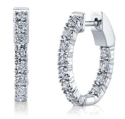 Shy Creation 0.47ctw. Diamond In & Out Hoops in 14k White Gold