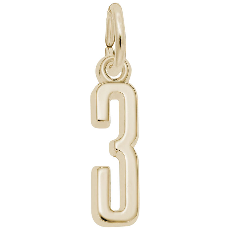 Number 3 Charm in 14k Yellow Gold image number null