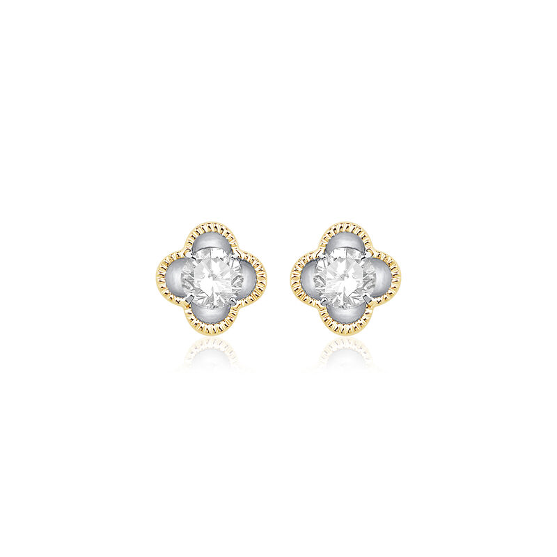 Natural Diamond 1/5ctw. Clover Stud Earrings in 10k Yellow Gold image number null