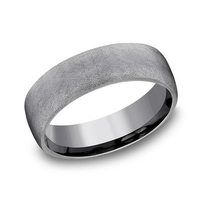 Darkened Tantalum Grey Swirl Finish 6.50mm Wedding Band Size 9