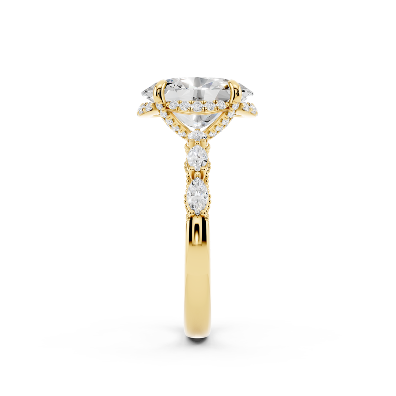 Oval Lab Grown Diamond 3 1/2ctw. Hidden Halo Engagement Ring in 14k White Gold image number null