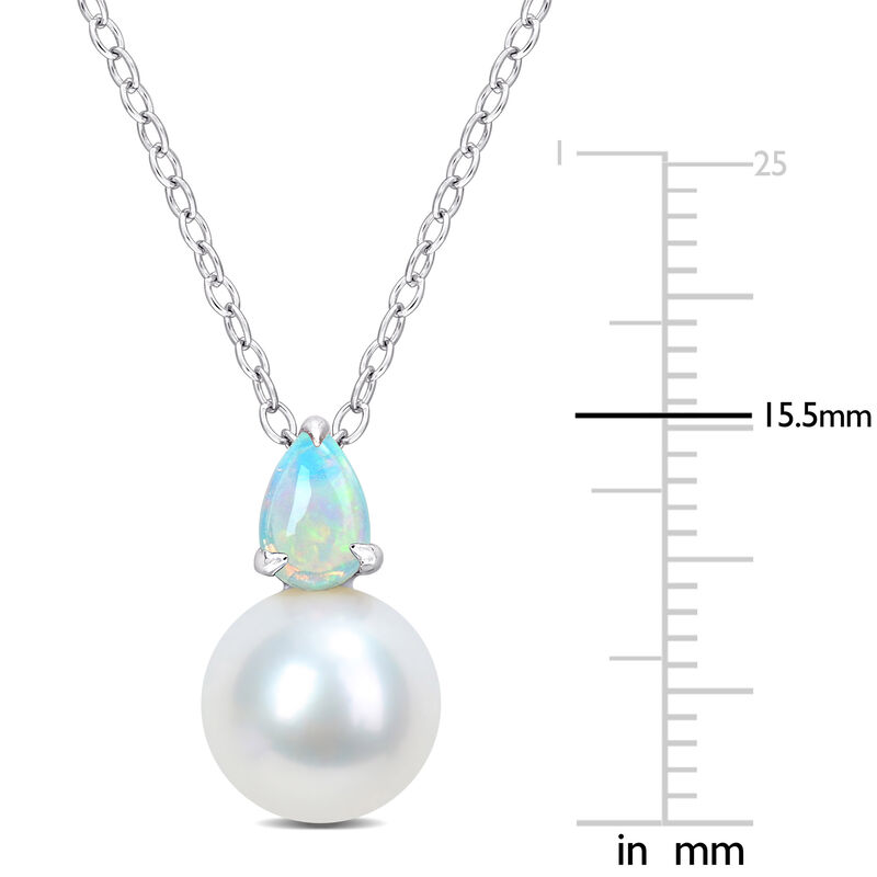 Ethiopian Opal & Freshwater Cultured Pearl Necklace in Sterling Silver image number null