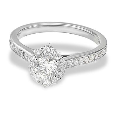 "Nicolette" Fancy Halo Engagement Ring 1ctw. In 14k White Gold