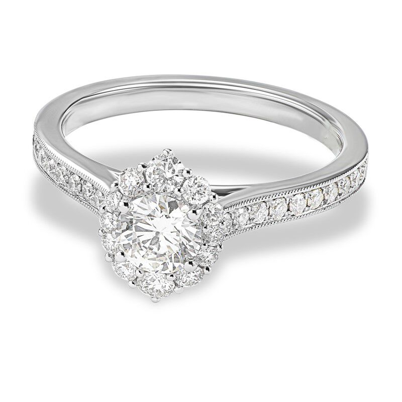 "Nicolette" Fancy Halo Engagement Ring 1ctw. In 14k White Gold image number null
