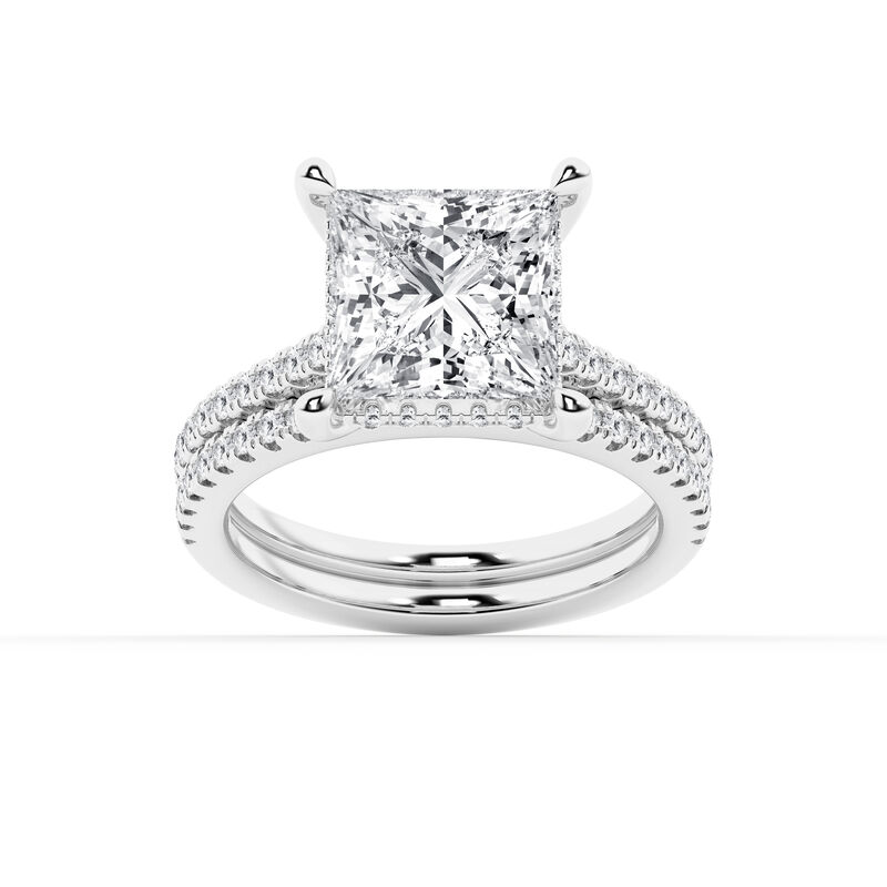 Princess Cut Lab Grown Diamond 5 5/8ctw. Classic Engagement Ring in 14k White Gold image number null
