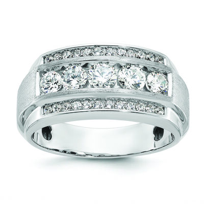 Men's Lab Grown Diamond & 14k White Gold Wedding Ring