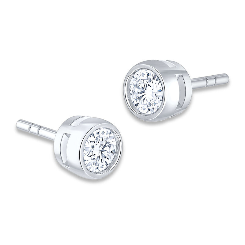 Brilliant-Cut Lab Grown 1/2ctw. GH SI1 Diamond Bezel Stud Earrings in 14k White Gold image number null
