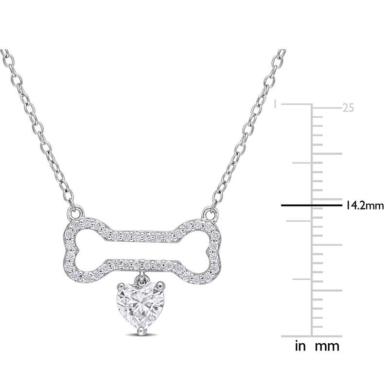 Created Moissanite Dog Bone Necklace in Sterling Silver image number null