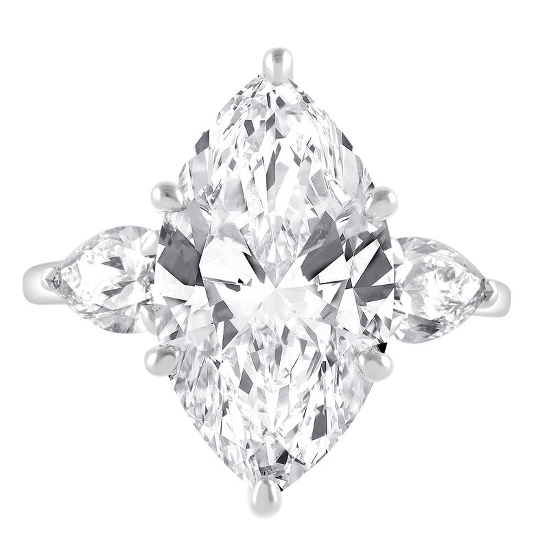Marquise Lab Grown Diamond 6ctw. Three Stone Engagement Ring in 14k White Gold image number null