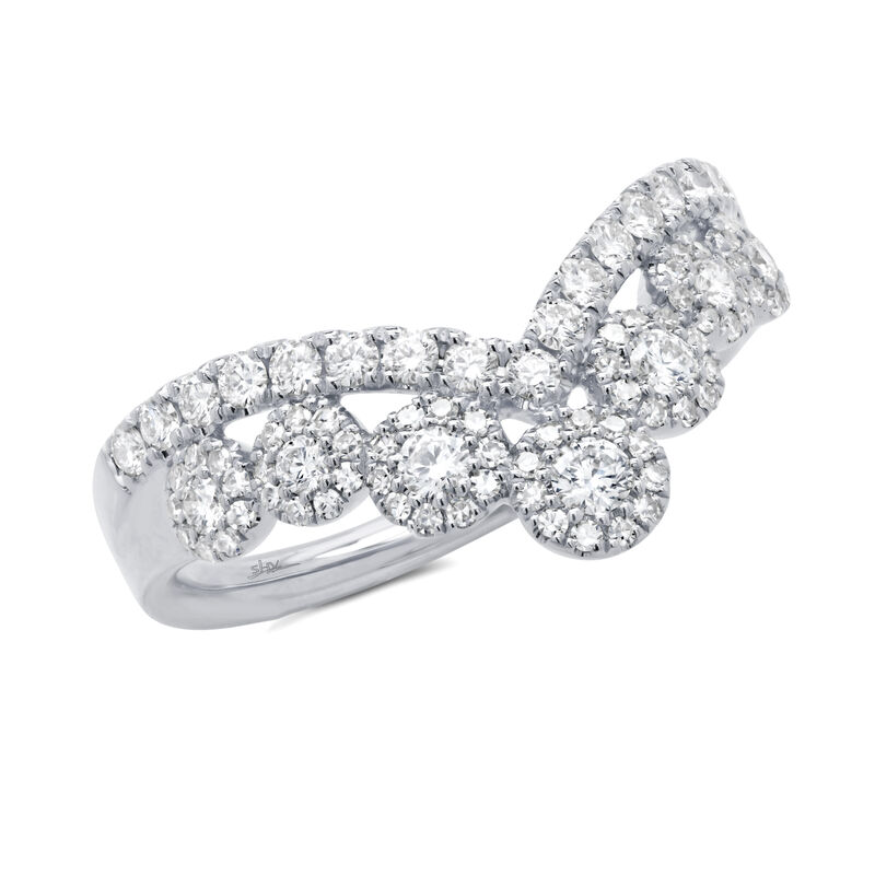 Shy Creation Cluster Chevron Ring .66ctw in 14k White Gold image number null