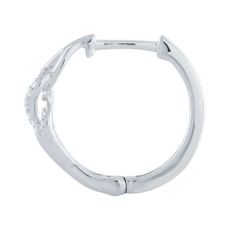Diamond Infinity Petite Hoop Earrings in 10k White Gold image number null