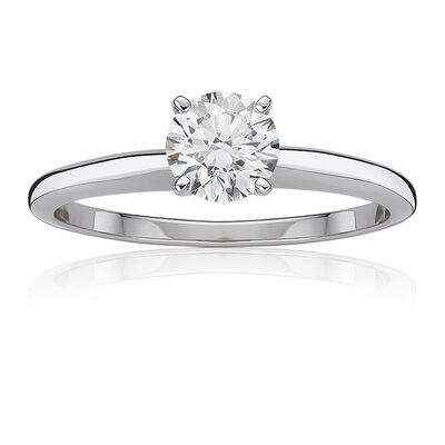 Lab Grown 7/8ct. Diamond Best Classic Round Solitaire Engagement Ring in 14k White Gold