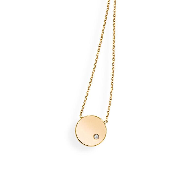 Diamond Circle Pendant 18" in 14k Yellow Gold image number null