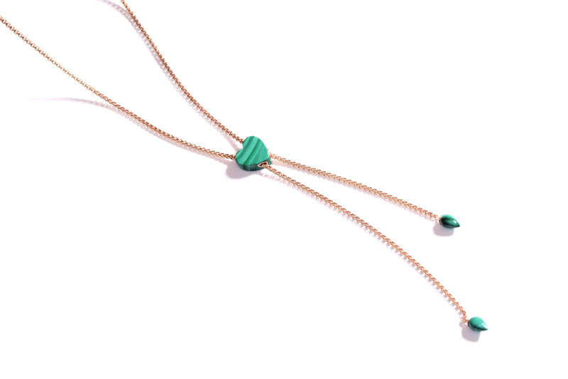 Malachite Adjustable Necklace in Sterling Silver & 14k Rose Gold Plating image number null